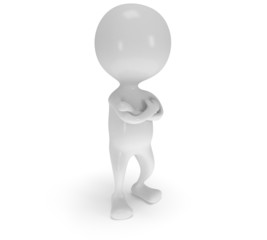 3d white man stand with folded arms
