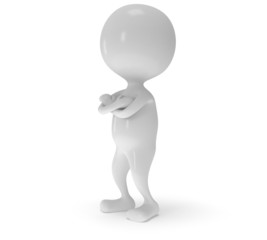 3d white man stand with folded arms