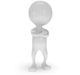 3d white man stand with folded arms