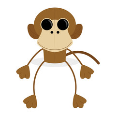 Cartoon Cute Monkey Isolated On White Background