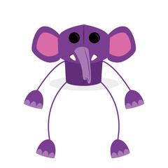 Cartoon Purple Elephant Isolated On White Background