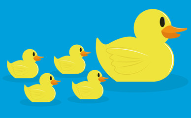 Group Of Adorable Cartoon Ducks Isolated