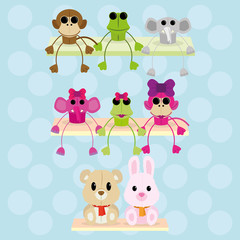 Set Of Different Cartoon Animals Isolated