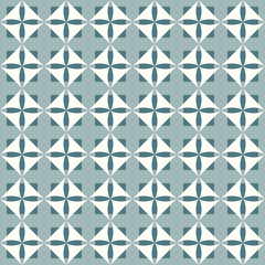 Repeating ornate tiles. Geometrical white & blue square retro pa