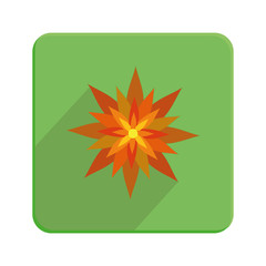 Stylish Colorful Floral Icon On Green Button