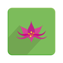 Stylish Colorful Floral Icon On Green Button