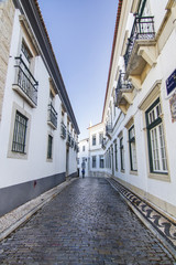 historical streets on the old town of Faro, Portugal.