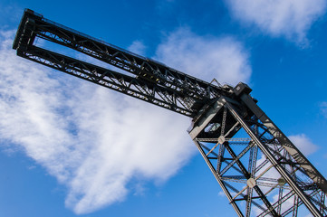 View form below of the Finnieston crane. Glasgow, Scotland, UK.