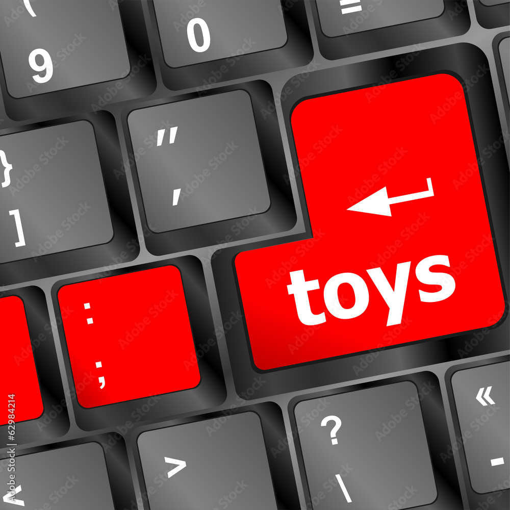 Poster toys word on computer keyboard pc key