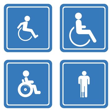 Personne handicapée en 4 panneaux