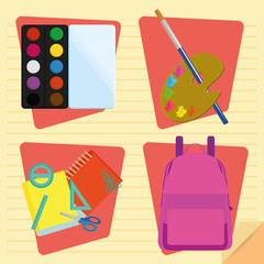 Set Of Stylish Cartoon Different School Related Elements