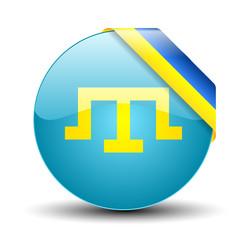 Obraz premium Crimean Tatar Tamga with Ukrainian ribbon