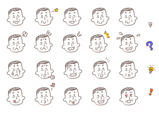 年配の男性の表情20種類