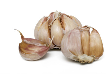 garlic bulbs isolated on a white background.