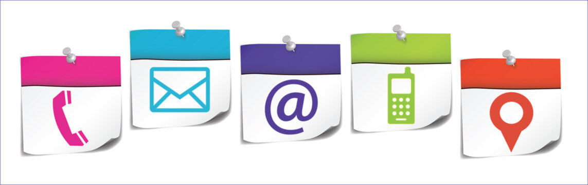 post-it : contact business icons on white background (cs5)
