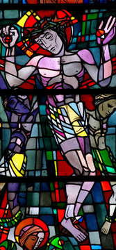 Jesus Christ crucified. Stained glass