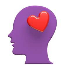 Head thinking in love 3D image