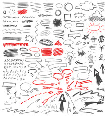 Set of hand drawn graphic signs.