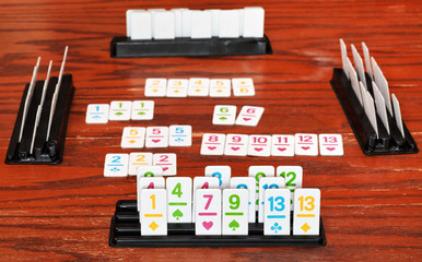 set of tiles in rummy game rack