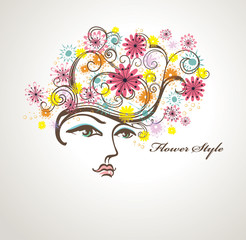 Flower Style. Beautiful face.