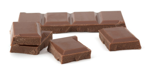 Chocolate bars stack isolated on white background