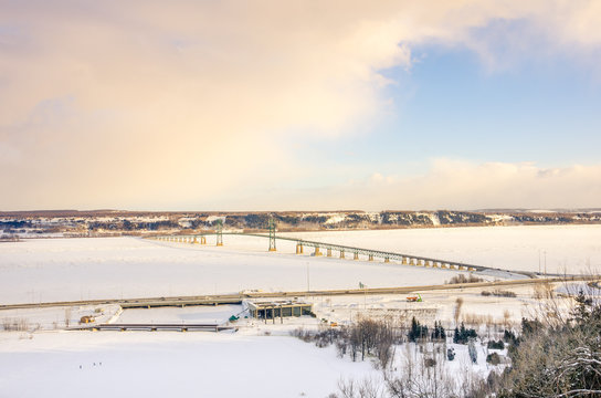 Frozen St Lawrence River At Sunset