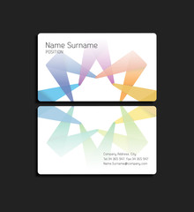 Business card with abstract colorful element.