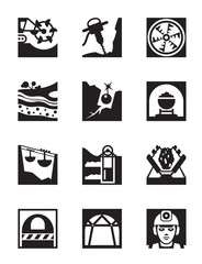 Mining and quarrying industry icon set