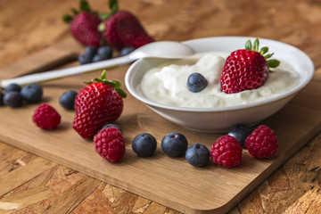 healthy breakfast, sweet berry of raspberries, strawberries and