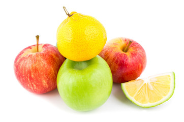 assorted fruits on a white background