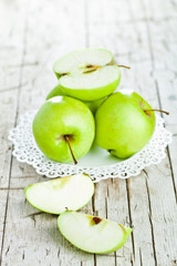 ripe green apples in a plate