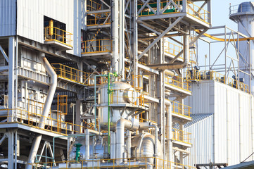 factory plant against blue sky