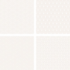 白の和風背景　伝統柄　4種類