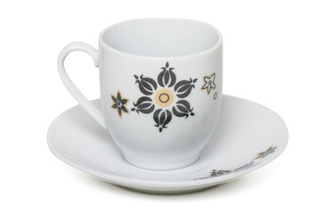empty cup of coffee isolated on a white background.