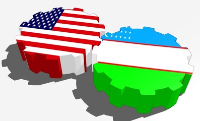 usa and Republic of Uzbekistan national flags 