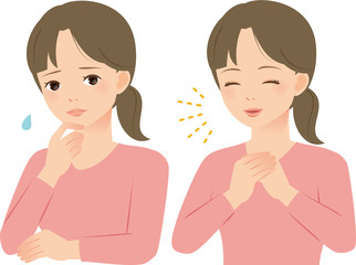 不安そうな女性と安心して微笑む女性