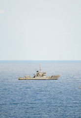 Patrol ship in international waters.