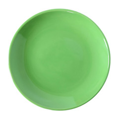 green plate isolated on white with clipping path