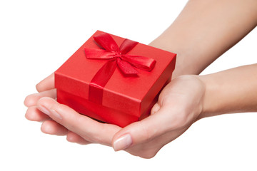 hands with gift isolated