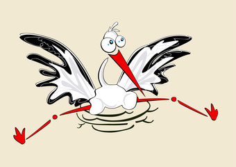 White stork sitting in a nest