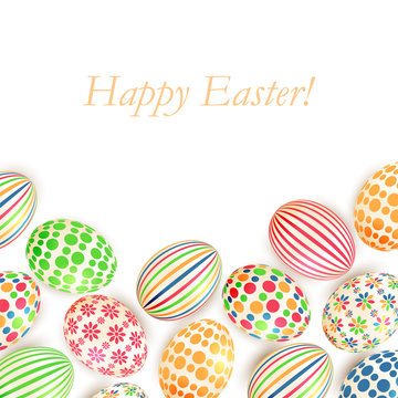 Easter eggs colorful patterns isolated on white background