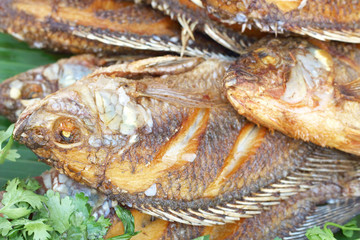 Fish fried in the market