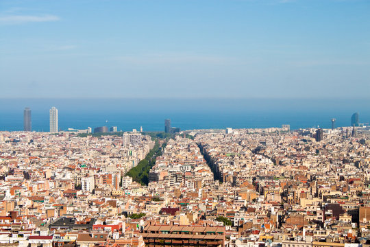 View of Barcelona and sea from Park Guell