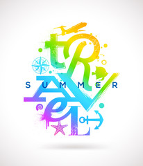 Summer travel multicolored type design