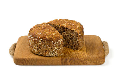 whole grain bread isolated on white background