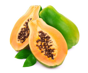 Ripe papaya on white