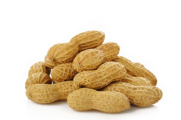 Peanuts on white background