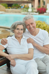 Nice old couple at pool