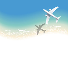 airplane on background of blue sea