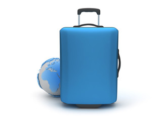Travel luggage on white background